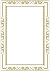 Vintage gold frame with decorative elements in Art Nouveau style. Title page, cover. Version No. 53. Vector illustration