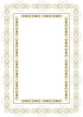 Vintage gold frame with decorative elements in Art Nouveau style. Title page, cover. Version No. 46. Vector illustration