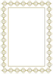 Vintage gold frame with decorative elements in Art Nouveau style. Title page, cover. Version No. 49. Vector illustration