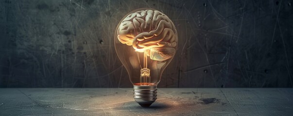Conceptual image of a brain inside a light bulb