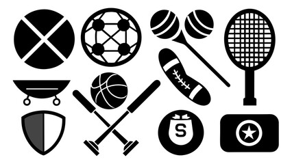 sport-icons-vector-black-and-white background vector illustration