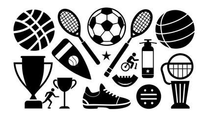 sport-icons-vector-black-and-white background vector illustration