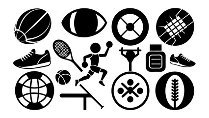 sport-icons-vector-black-and-white background vector illustration