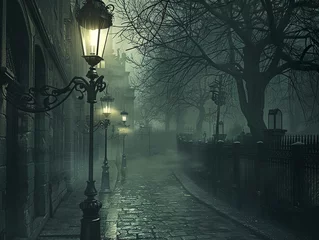 Dekokissen A gloomy street in a deserted town with eerie shadows © Michael