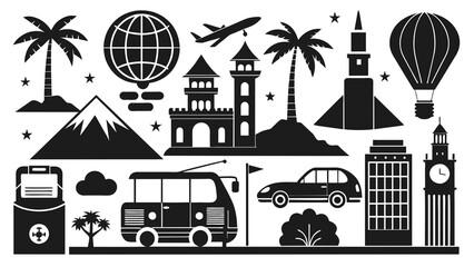 travel-and-tourism-icon-set-on-white-background- vector illustration