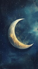 Obraz na płótnie Canvas Crescent moon in starry night sky