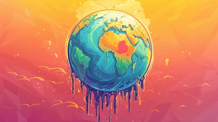 Colorful melting globe illustration