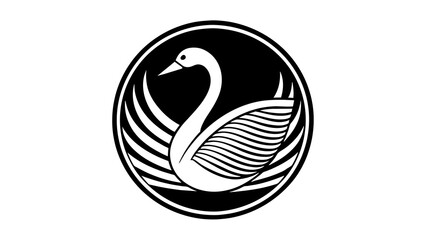 Obraz premium a-cygnet-icon-in-circle-logo vector illustration