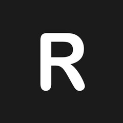 Letter R Isolated on black Background