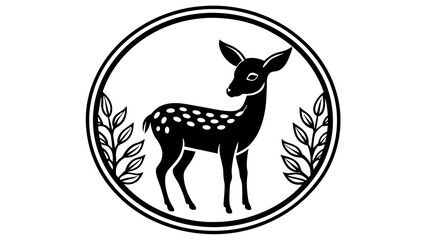 a-fawn-icon-in-circle-logo vector illustration