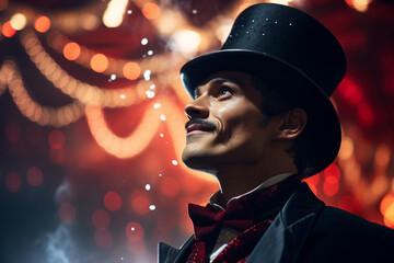 Movie scene stylized picture image made with Generative AI tools amazing circus performance actor trick tent