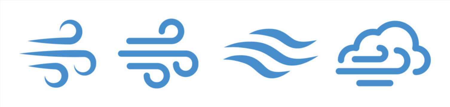 wind icon. wind icon set in blue design vector line art illustration in white background