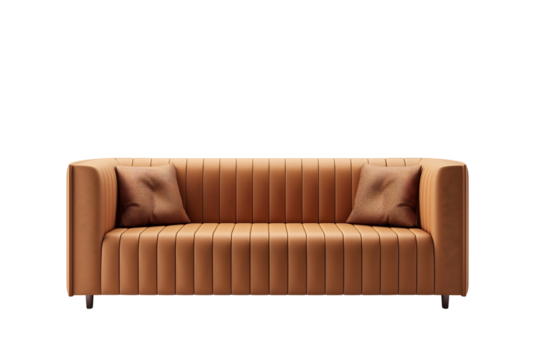 modern brown sofa isolated on transparent background