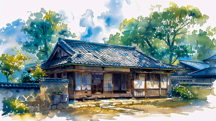 Obraz premium Japanese temple amidst nature, cultural and religious heritage, architecture and travel