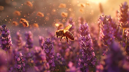 Foto op Canvas Bees buzzing around a patch of lavender © MuhammadInaam