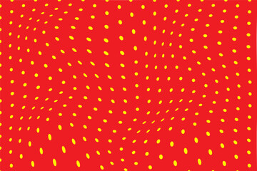 abstract yellow color small polka dot wavy pattern on red background yellow dots on a red background - obrazy, fototapety, plakaty