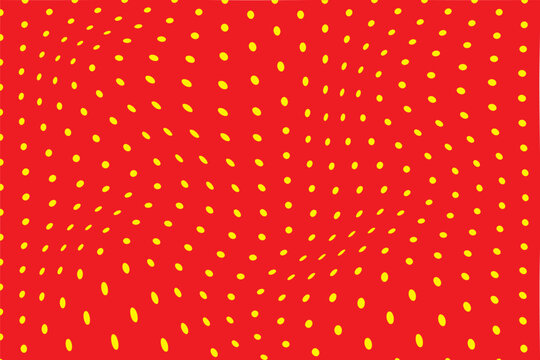 abstract yellow color small polka dot wavy pattern on red background yellow dots on a red background