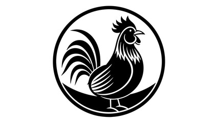 Obraz premium a-rooster-icon-in-circle-logo vector illustration