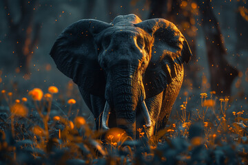 Elephant in wild, animals the wild mammal outdoors safari - obrazy, fototapety, plakaty