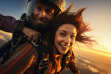 AI generated image of funny skydiver in free fall adrenaline rush action speed concept