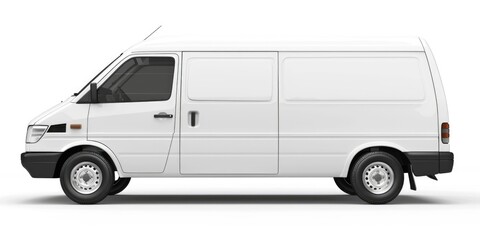 Isolated White Van for Freight and Transport, Land Vehicle for Trucking Needs - Car Mode 