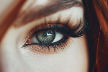 Long Lashes in Closeup. Beautiful Eyes with Extreme Length Eyelashes, Perfect Makeup and Liner. Fashionable Look for Women