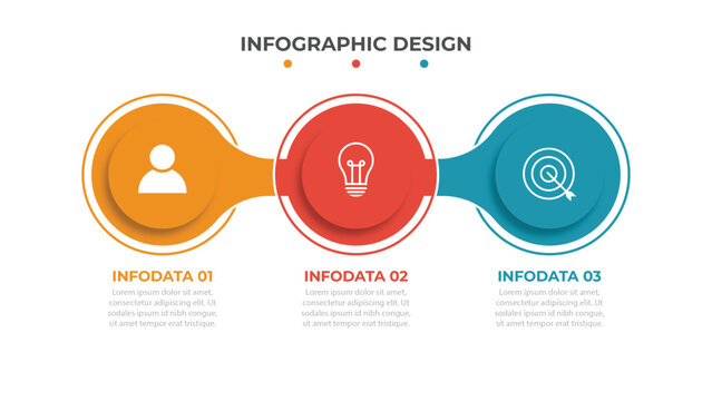Timeline infographic design with circle for business template. Vector 3 steps.