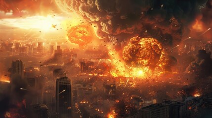 Nuclear War Apocalypse - The End of Humanity. Thermonuclear Destruction, Terror and Blast 