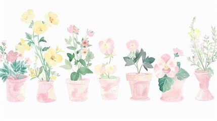 Delicate Watercolor Spring Flower Arrangements Generative AI - obrazy, fototapety, plakaty
