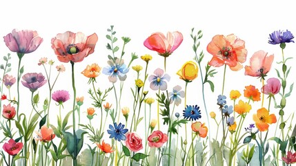 Beautiful Floral Garden Watercolor Illustration Generative AI
