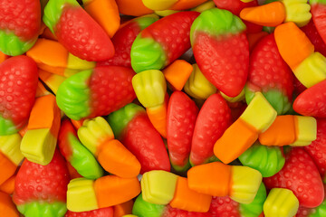 Assorted colorful gummy candies. Jelly  sweets.