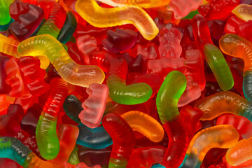 Assorted colorful gummy candies. Jelly  sweets.