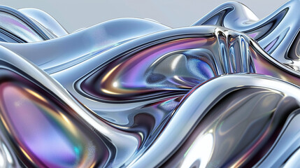 abstract silver chrome wavy background with purple hints