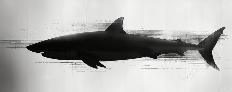 Silhouette of a shark on textured background