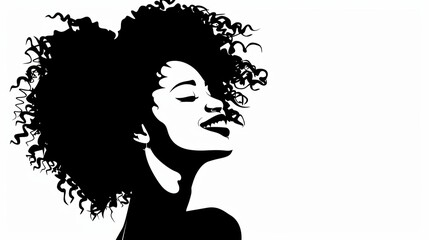 Minimalist Afro Girl Illustration Silhouette Generative AI