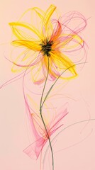 Abstract yellow and pink flower illustration