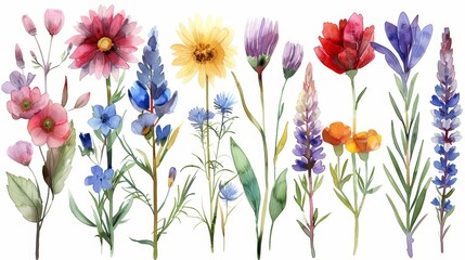 Vibrant Watercolor Garden Illustrations Generative AI