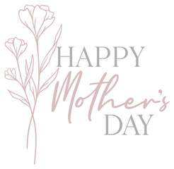 Happy Mother's Day Design | Floral Line Art | Botanical Vector Illustration