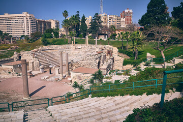 Ruins of roman amphitheatre in Alexandria, Egypt