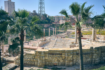 Ruins of roman amphitheatre in Alexandria, Egypt