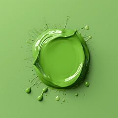 Fototapeta premium 3D illustration of a bright green paint splash on a green background.