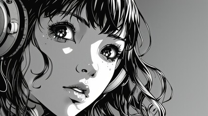 Manga Girl Music Illustration