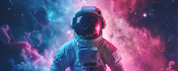 Astronaut with cosmic background