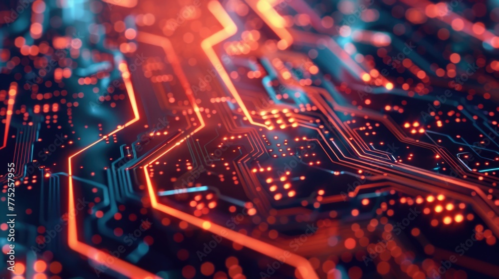 Poster detailed view of an electronic circuit board, suitable for technology concepts