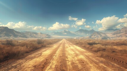 Desert Road Travel Concept - obrazy, fototapety, plakaty