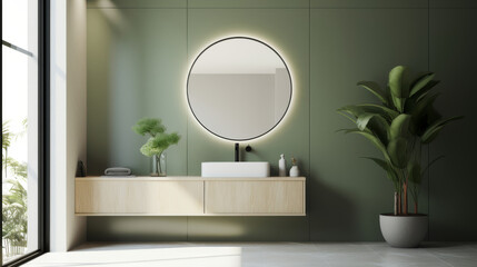Modern minimal bathroom interior with washbasin - 775258942