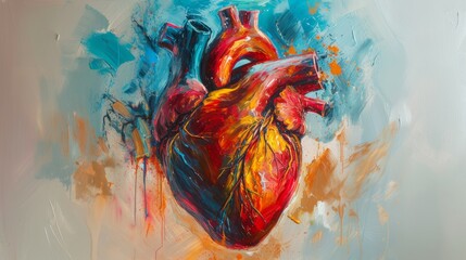 Colorful abstract painting of a human heart