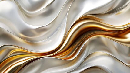 Obraz premium A sophisticated 3D fusion of dark golden hues and white, creating a strikingly luxurious and elegant wallpaper