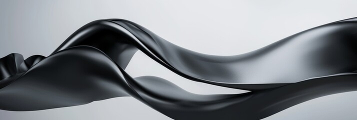 A minimalist 3D backdrop with a single, sinuous liquid line in a rich charcoal grey, elegantly weaving across a monochromatic expanse, embodying simplicity and elegance