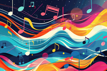 Abstract music icons logs shapes background colorful . dance day performance background illustration 

